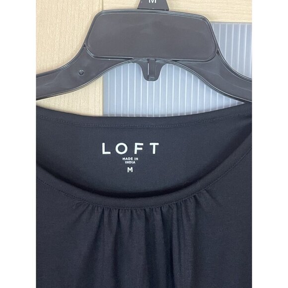 LOFT Ann Taylor Velvet Dot Ruffles Top Sz M Blouse Black Boho Casual Party Goth - Picture 4 of 7